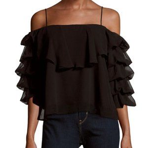 NEW Lucca Couture Dressy Black Ruffle Top Women's Blouse Party NWT!